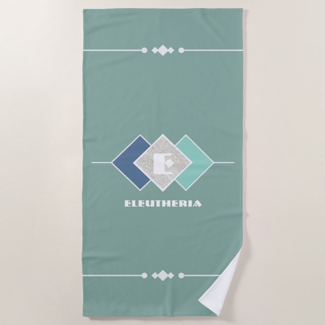 Serviette de plage personnalisée verte (Devant)