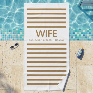 Serviette de plage personnalisée Wifey & Hubby Éta