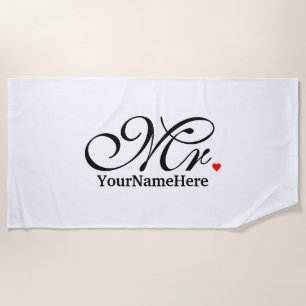 Serviette De Plage Personnalized M. Husband Groom His Hers Newly Weds
