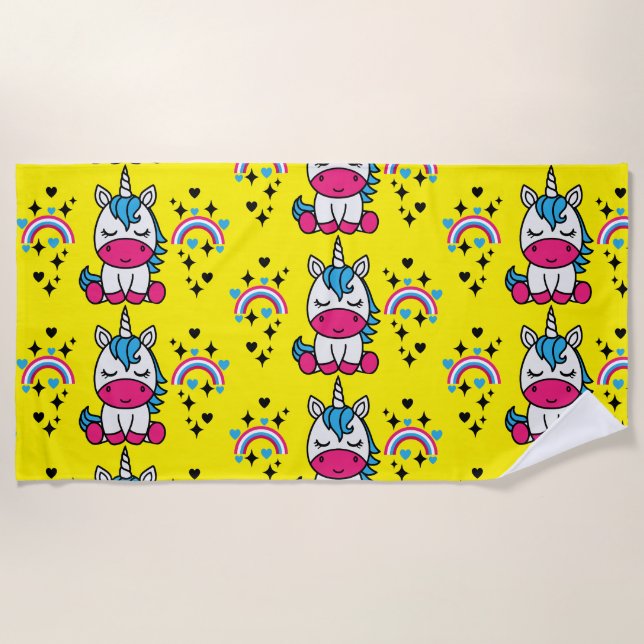 Serviette De Plage Petites filles Unicorn Pony (Devant)