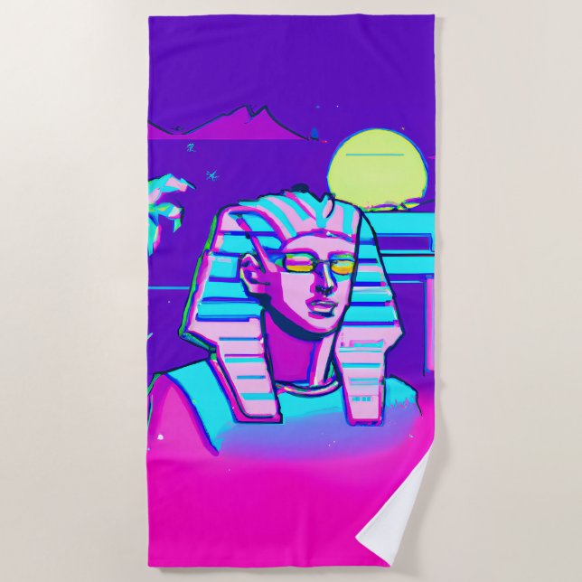 Serviette De Plage Pharaon Synthwave (Devant)