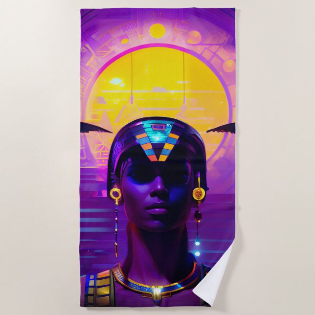 Serviette De Plage Pharaon Synthwave (Devant)