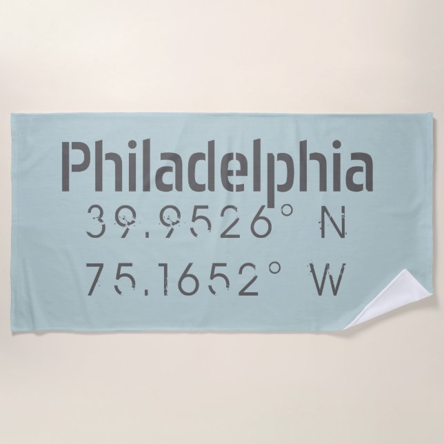 Serviette De Plage Philadelphie Longitude Latitude (Devant)