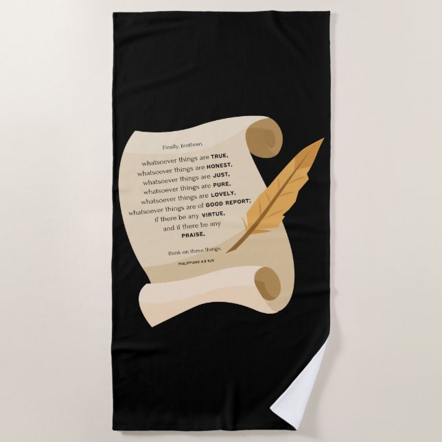 Serviette De Plage Philippiens 4:8 KJV Bible Citation Soll (Devant)