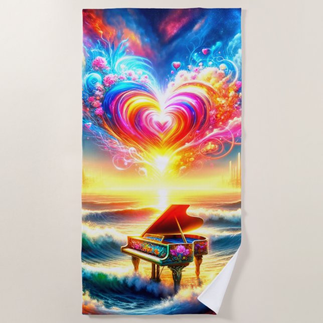 Serviette De Plage Piano Art (Devant)