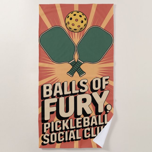 Serviette De Plage Pickleball Balls Of Fury Social Club (Devant)