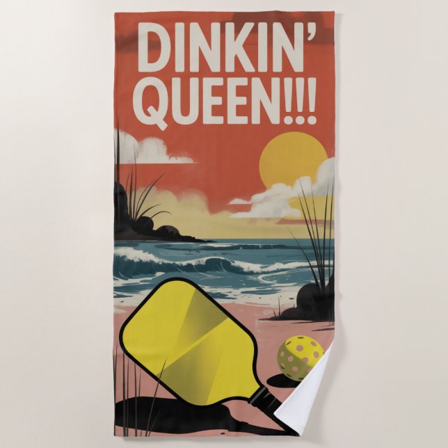 Serviette De Plage Pickleball Dinkin' Queen ! ! ! Cadeau pour elle (Devant)