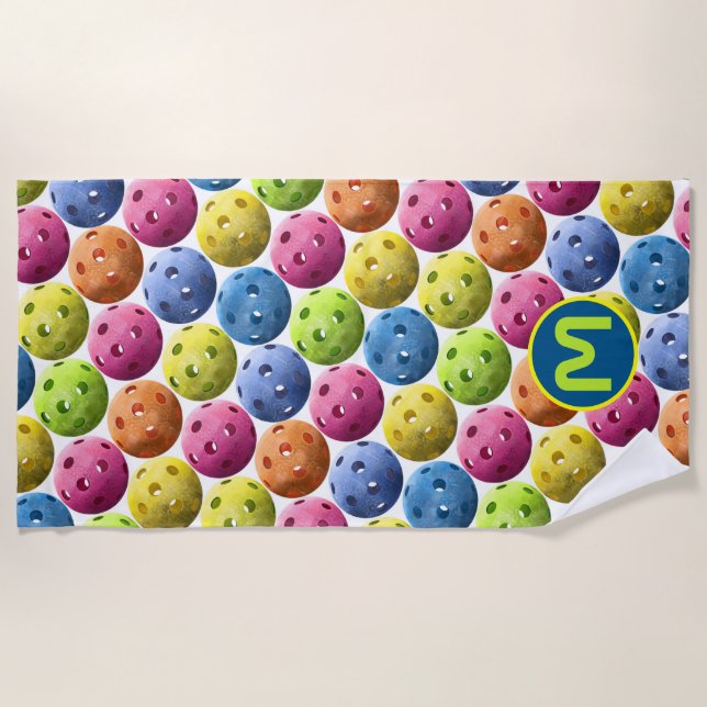 Serviette De Plage Pickleballs multicolores (Devant)