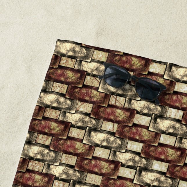 Serviette De Plage Pièces rectangulaires sculptées tachetées, dorées  (En situation)