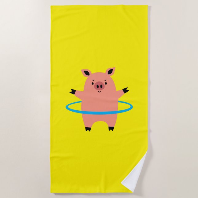 Serviette De Plage Pig Hula Hoop (Devant)