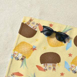Serviette De Plage Pina Colada Pineappy Chiens de noix de coco Motif