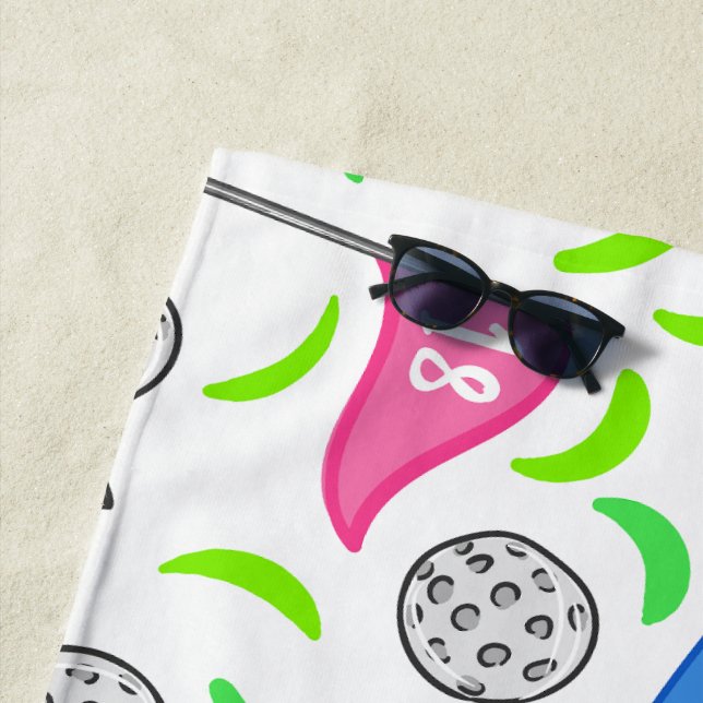 Serviette De Plage Pink Blue Green Golf Preppy (En situation)