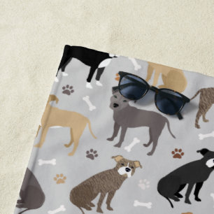 Serviette De Plage Pitbull Paws and Bones Beach Towne