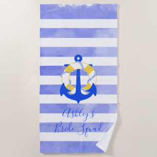 Serviette De Plage PixDezines Rayures Nautiques+Sauveteurs