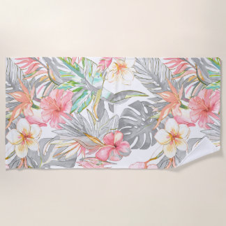 Serviette De Plage PixDezines Vintage Pastel H2 Hawaii Floral Foliage