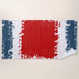 Serviette De Plage Place de la Liberté Patriotique Rouge Blanc & Bleu