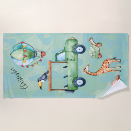 Serviette De Plage Plage Aventure Monogramme Camion Animaux