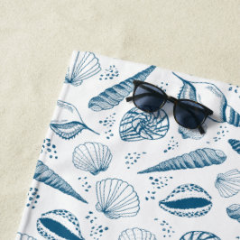 Serviette De Plage Plage bleu de coquillages