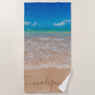 Serviette De Plage Plage de mer belle nom personnalisé