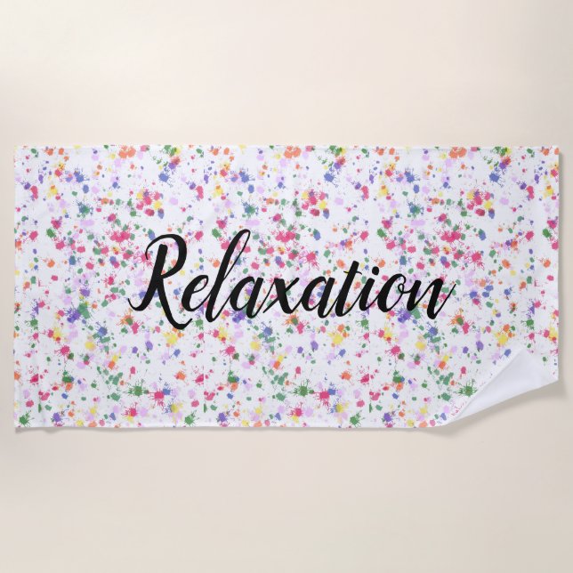 Serviette De Plage Plage de peinture amusante Splatter Relaxation Pla (Devant)