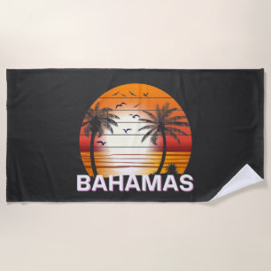 Serviette De Plage Plage d'été des palmiers Vintages Bahamas