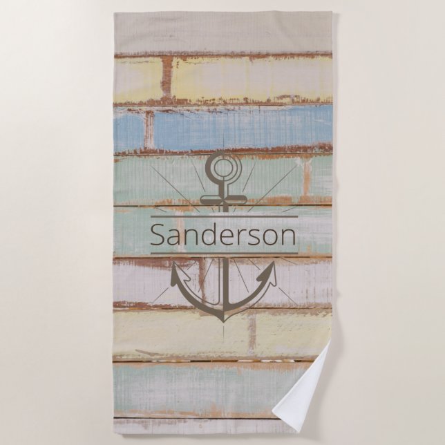 Serviette De Plage Plage d'été Patinée côtière Nautique Bois (Devant)