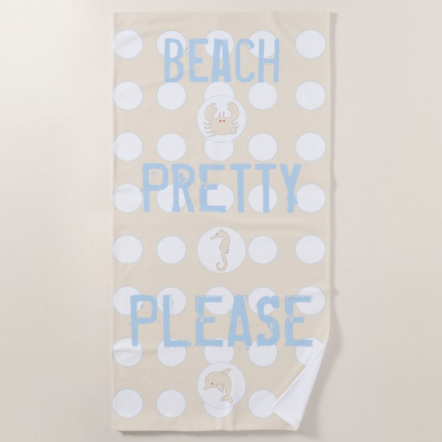 Serviette De Plage Plage Dolphin Crabe Hippocampe "Plage Plutôt Plutô (Devant)