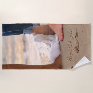 Serviette De Plage Plage,Pieds,Vagues - Personnalisé