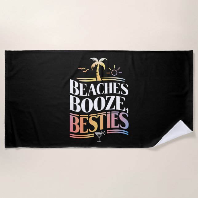 Serviette De Plage Plages Booze & Besties Coconut Tree été (Devant)