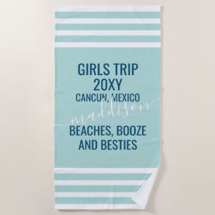 Serviette De Plage Plages Booze Besties Custom Turquoise Girls Cruise