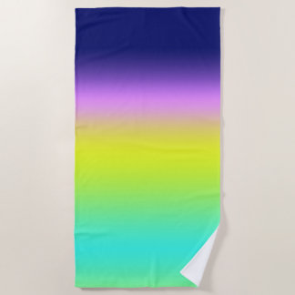 Serviette De Plage Planche de couleurs d'été Ombre violet jaune vert 