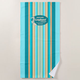 Serviette De Plage Planche de surf Pipeline Hawaiian rayée - Aqua