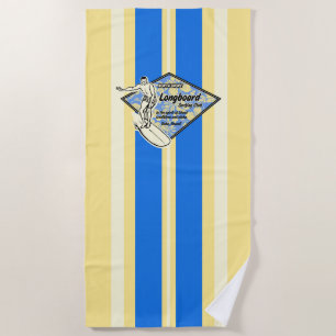 Serviette De Plage Planche de surf rayée Waimea surfeur hawaïen - Jau
