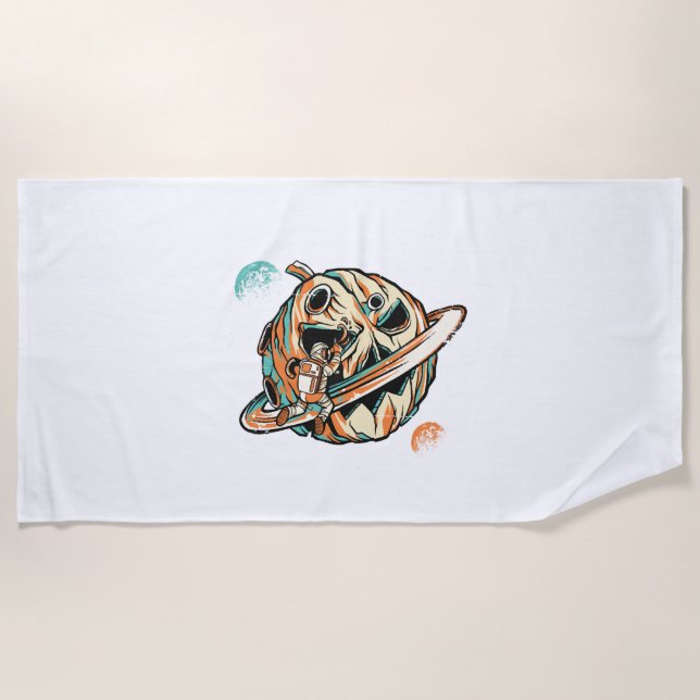 Serviette De Plage Planète d'Halloween (Devant)