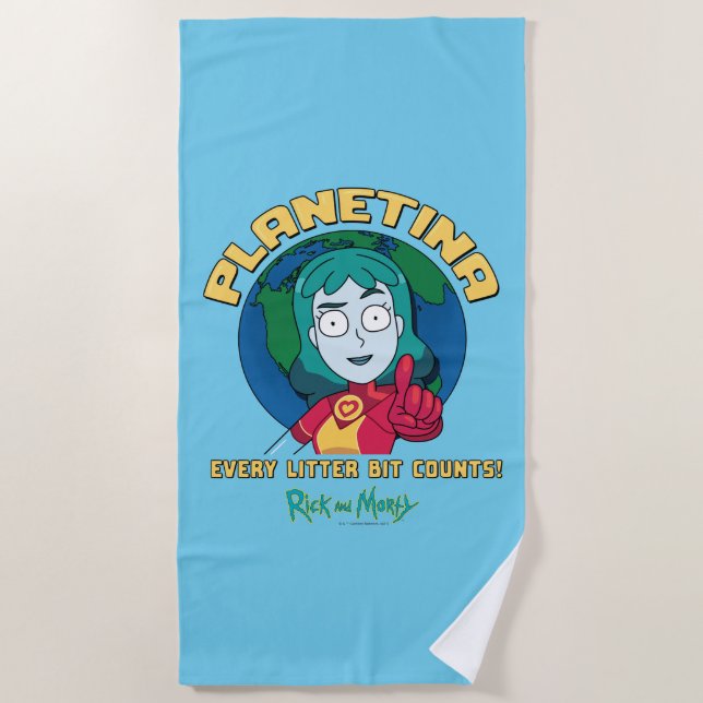 Serviette De Plage Planetina - Chaque Bit De Litter Compte (Devant)