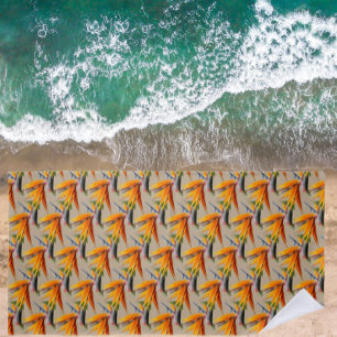 Serviette De Plage Plante d'oiseau de paradis orange sur kaki