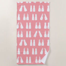 Serviette De Plage Plongée Plongée Plongée Fun Rose et Blanc Palmes