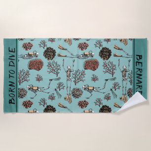 Serviette De Plage Plongeur en scaphandre autonome de squelette de sp