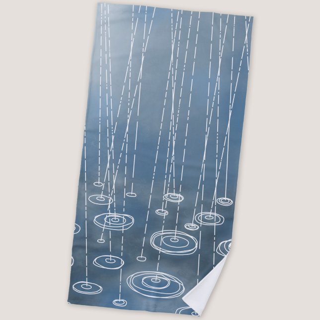Serviette De Plage Pluie (Rainy Weather art blue and white fun beach towel)