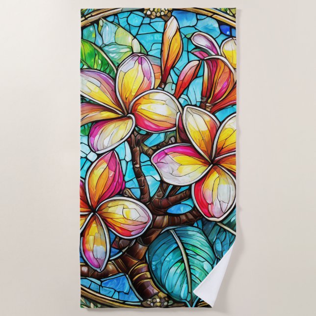 Serviette De Plage Plumeria en verre tendu (Devant)