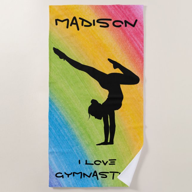 Serviette De Plage Poignée de gymnastique Rainbow Funky Sketch Police (Devant)