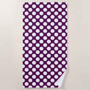 Serviette De Plage Point Polka violet et blanc contemporain