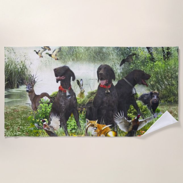 Serviette De Plage Pointeurs allemands à poils courts (Devant)