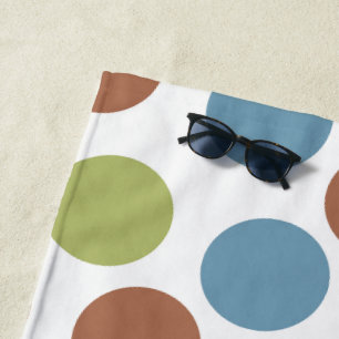 Serviette De Plage Points bleus, verts et Brown