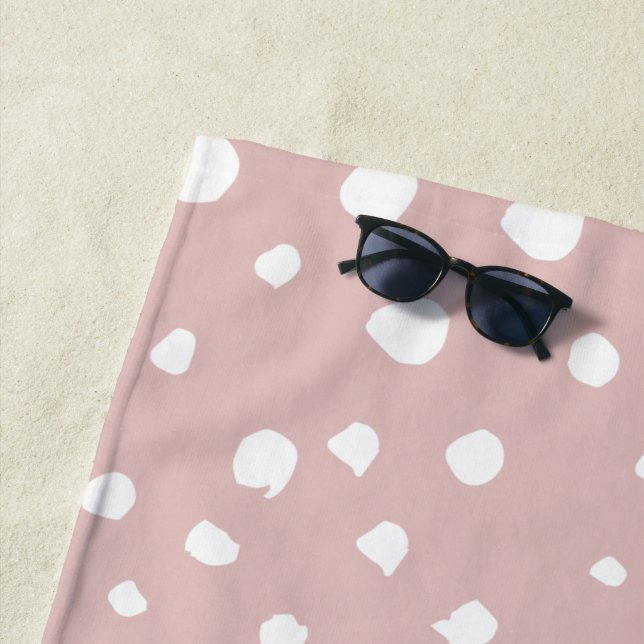 Serviette De Plage Points Dalmatiens Rose, Points Dalmatiens, Impress (En situation)