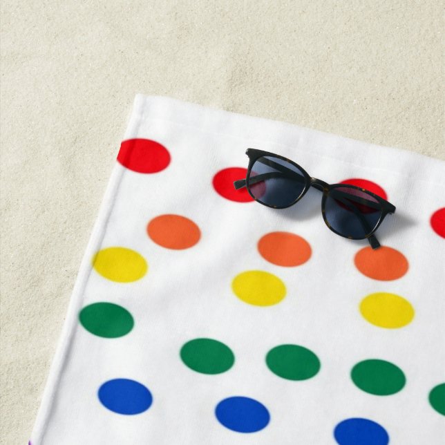 Serviette De Plage Points Rainbow Candy en blanc (En situation)