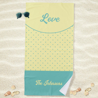 Serviette De Plage Points Turquoise Jaune Milieu de Siècle