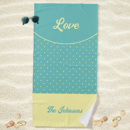 Serviette De Plage Points Turquoise Mi-Siècle Jaune Rétro Été