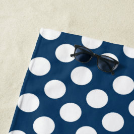 Serviette De Plage Pois Bleus de la Marine, Motif à points Polka, poi