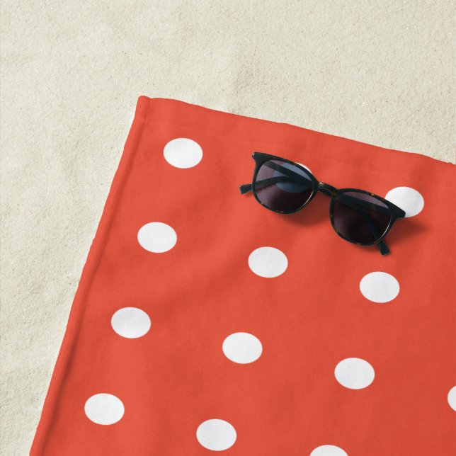 Serviette De Plage Pois orange et blanc (En situation)